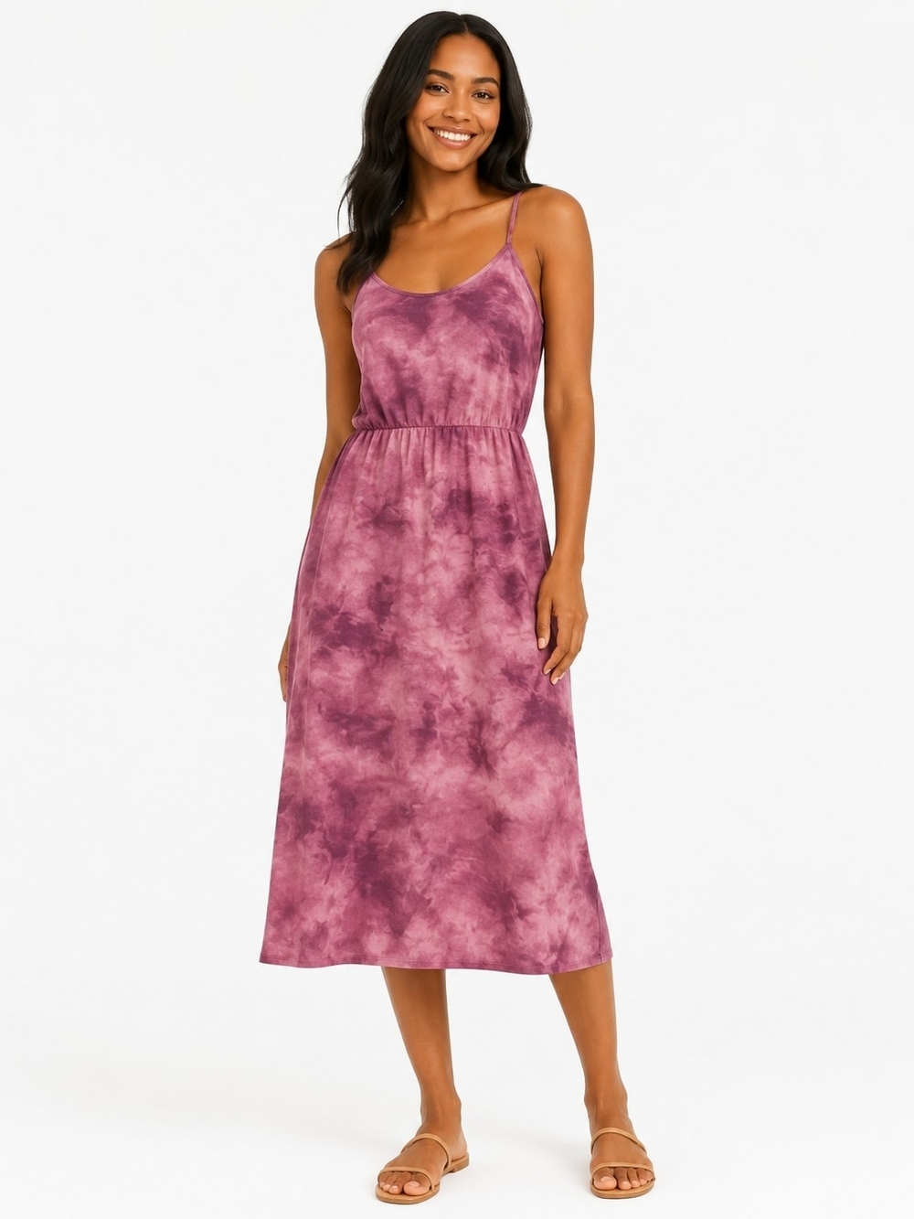 Old Navy Mauve Tie-Dye Spaghetti Strap Midi Dress Women's XS